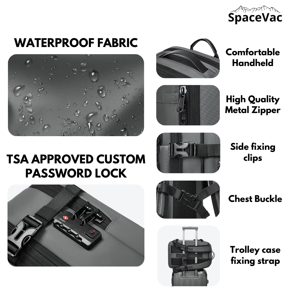 Men's Smart Travel Backpack with Vacuum Compression & Laptop Compartment