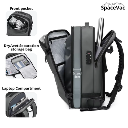Men's Smart Travel Backpack with Vacuum Compression & Laptop Compartment